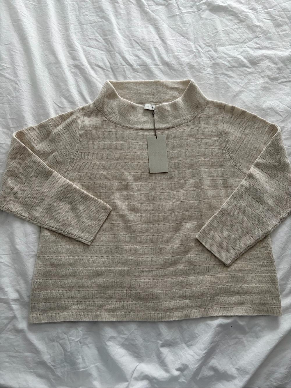 Poetry Women’s Mock Neck Knit Sweater Wool Cotton Blend Ecru US